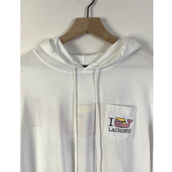 Vineyard Vines I Heart Lacrosse Minimalist Hoodie‎ Long Sleeve Pocket White XL - Picture 3 of 5